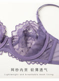Ultra Thin Lingerie Set, French Lace Underwire Bra for Large Boobs Push Up & Gather, Sexy Pure Design, Breathable Comfort MOYISU