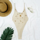 DEKA One Piece Swimsuit New style women's beach one-piece backless cross-border European-style beachwear with shell mesh bikini