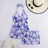 2026 Printed Floral Two Pieces Swimwear Female High Waist Halter Swimsuit Women Bathers Bathing Swimming Swim Suit Beachwear