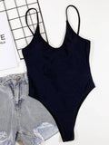 2026 Sexy Black One Piece Swimsuit Swimwear Women Solid One-piece Bathing Suit Beachwear Costumi Da Bagno Donna Banadores Mujer