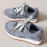 Gray Lace Up Sneakers for Women Breathable Mesh Sports Shoes Woman Autumn Winter Non Slip Soft Insole Vulcanize Shoes Mujer