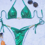 Micro Bikinis New Sexy Women Swimsuit Female Push Up Swimwear Solid Geen Bikini Set Bandeau Biquini Bathing Suit Beachwear