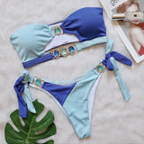 2026 Sexy Bikini Bandeau Women Crystal Diamond Patchwork Hollow Swimwear Swimsuit Bikinis Set Bathing Suit Bikini Female Push Up