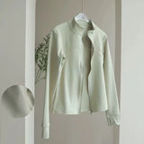 Women's High-End Velvet Yoga Jacket Stand Collar Long Sleeve Fitness Running Training Top for Autumn Winter Sports