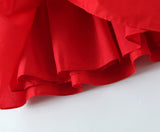 Cotton Summer Red Short Dress Women Strapless Beach Mini Dress Casual Ruffles Spaghetti Strap Boho Party Sleeveless Dress