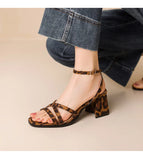 2025 Hot Sale Women's Shoes Open Toe Women's Sandals Fashion Leopard Print Office and Career New Plus Size Heeled Sandalszapatos