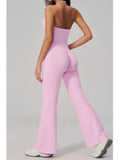 New Yoga Sets Women Summer Seamless Thread Hanging Neck Sports Vest Exercise Fitness Suit High Waist Wide Leg Pants Tracksuit