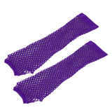 Blue Neon Fishnet Fingerless Long Gloves Arm Cuff Party Wear Fancy Dress For Women Sexy Girls Punk Gothic Dance Party Mesh Glove