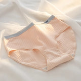 1-Pack Women's Ribbed Cotton Panties Breathable Soft Daily Underwear Low Rise Briefs Solid Color 7 Colors Lingerie Size M-XL