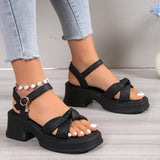 Fashion Mixed Color Platform Sandals Women Ankle Buckle Thick Sole Rome Sandals Woman Summer Open Toe Cross Band Sandalias Mujer