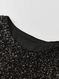 Women's Summer Solid Color Basic T Shirts Stylish Sequin Short Sleeve Round Neck Crop Tops for Casual Daily Wear