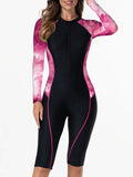 2026 Zipper Rushguard Long Sleeve Surfing Swimsuit Women One Piece Tie Dye Swimwear Female Bather Bathing Swimming Swim Suit XXL