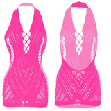 1PC Women Sexy Fishnet Beach Cover Up Sleeveless Hollow Out Bodycon Dress See Through Summer Swimwear