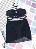 3 Pieces Criss Cross Halter Bikini 2026 Women & Beach Skirt Swimwear Female Sexy Swimsuit Beachwear Bathing Swimming Suit
