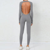 Women's Seamless Yoga Jumpsuits Backless Sexy Long-Sleeved One-Piece Butt-Lifting Gym Nude Feel Workout Gym Training Bodysuits