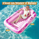 Joyfy Inflatable Pool Lounger Float With Pillow Sunbathing Bed