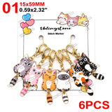 Cat Knitting Stitch Markers Metal Animal Enamel Charms Crochet Locking Knitting Markers Sew Accessories