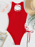 2026 Print Lace Up Back Swimsuit One Piece Solid Swimwear Women Bathing Swimming Suit Female Padded Summer Beachwear Bodysuit