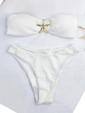 Contrast Binding Bandeau Bikinis 2026 Women Sexy Swimsuit Solid Padded Swimwear Female Bathing Suit Swimming Summer Beachwear