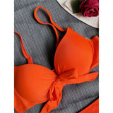XS - XL Knotted Push Up Bikini Swimsuit Female Swimwear Women Two-pieces Bikini Set With Bra Cup Bather Bathing Suit Swim V3992