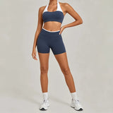 Women's Seamless Yoga Sets Sports Gym Fitness High-Waist Hip Lifting Shorts Suits Training Running Workout Beautiful Back Sets