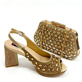 doershow nice African Shoes And Bag Matching Set With pink Hot Selling Women Italian Shoes And Bag Set For Party Wedding !HLO1-3