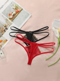 Women's sexy thong flower embroidery lace low waist seamless fun transparent ultra-thin comfortable close fitting underwear C954