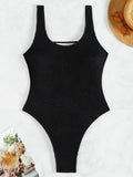 Splicing Backless Micro Thong Female Swimwear One Piece Swimsuit Women Monokini High Cut Leg Bather Bathing Suit Swim Beach Wear