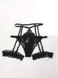 Hot Sexy Lingerie Female Bra Garter Panty Ultra-thin Semi See-through Full Lace Comfortable No-steel Ring Bras Thong Body Suit