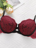 Girls' cross hollow steel ring bra, red lace women's sexy underwear, spring and summer new products J2485