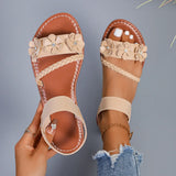 Women's Sandals  New Summer Casual Open-toed Women's Flats Fashion Floral Design Casual Comfortable Women's Sandals