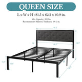 HOOMICH Metal Bed Frame With Upholstered Headboard Linen