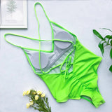 S - XXL V Neck Scrunch Butt Female Swimwear One Piece Swimsuit Women Backless Monokini High Cut Leg Bathing Suit Swim Bodysuit
