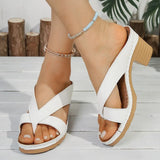Mix Color Clip Toe Thick Heel Sandals Women Summer Cross Band High Heels Slippers Woman 2025 Lightweight Casual Flip Flops Mujer