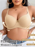Plus Size Women's B C D Thin Cup Ribbed Push Up Bra Wide Straps Underwire Side gather Lingerie Comfort Ladies Brassiere