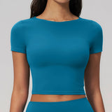 Brushed Yoga T Shirts Women Short Sleeve O Neck Slimming Sports Top Breathable Gym Running Fitness T-shirt Workout Clothes