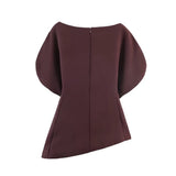 Women's Fashionable Elegant Versatile Puff Sleeve Top Women Boat Neck Puff Sleeve Hem Blouse Solid Color Slim Fit Top ASH4