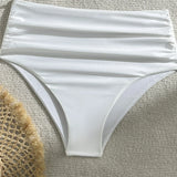 New Wrinkled One Shoulder High Waist Bikini Female Swimsuit Women Swimwear Two-Pieces Bikini Set Bather Bathing Suit Swim V5857
