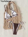 New Floral Flowers Dots High Cut Leg Bikini Women Swimwear Female Swimsuit Two-pieces Bikini set Bather Bathing Suit Swim V6964
