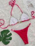 2025 Splicing Halter Velvet Bikini Female Swimsuit Women Brazilian Swimwear Two-pieces Bikini Set High Cut Bathing Suit Swim
