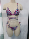Print Triangle Bikini Set Women Split Swimwear Sexy Bandage Design Micro Bikini Beachwear Summer New Lady Swimming Bathing Suit