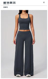 Women's Summer Two Piece Yoga Sets Slimming Sports Tank Top Lifted Buttocks High Waist Flare Pants Gym Fitness Suits Tracksuit