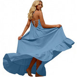 Women Fashion Oversized Dress For Womens Summer Trendy Solid Color Sleeveless Backless Dresses Beach Holiday Wear Sundress