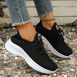 Spring Summer Breathable Mesh Sport Shoes Women Slip On Hollow Out Knitted Flats Shoes Woman Plus Size 43 Thick Sole Sneakers