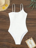 2026 Plain One Shoulder Swimsuit One Piece Solid Swimwear Women Sexy Bathers Bathing Swimming Swim Suit Female Beachwear
