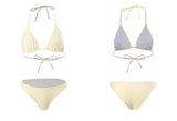 New Korean Push Up Bikinis Sets Solid Beige Long Sleeve Cover Up Mesh Skirt 4 Piece Swimsuit Beach Holiday Bathing Suit Swimwear