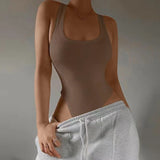 Sleeveless Knit Bodysuit Hot Summer Sexy Bodycon Off Shoulder Halter Tops Casual Street Bodice For Women ClubWear