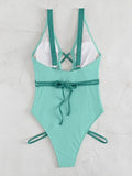 New Sexy One Piece Swimsuit Swimwear Women Pit Striped Hollow Backless Cross Straps Solid Beachwear Bathing Suit Banadores Mujer