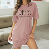 Women's Nightgown Summer Short Sleeve Sleep Shirt Round Neck T-shirt Dress Soft Nightdress Home Clothes Sleepwear & Loungewear