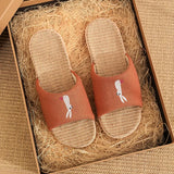 Breathable Cotton Flax Slippers For Women Men Indoor Shoes Anti-slip Light Weight Cute Cartoon Couples Home Floor Slides
